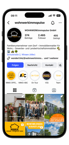 Elegantes Smartphone mit WOHNWERK-Instagramprofil